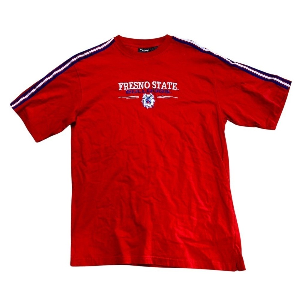 Fresno State Bulldogs T-Shirt Mens M Red NCAA Football Graphic Striped